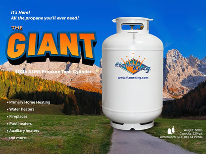 Flame King 420LB ASME Vertical Propane Tank, White