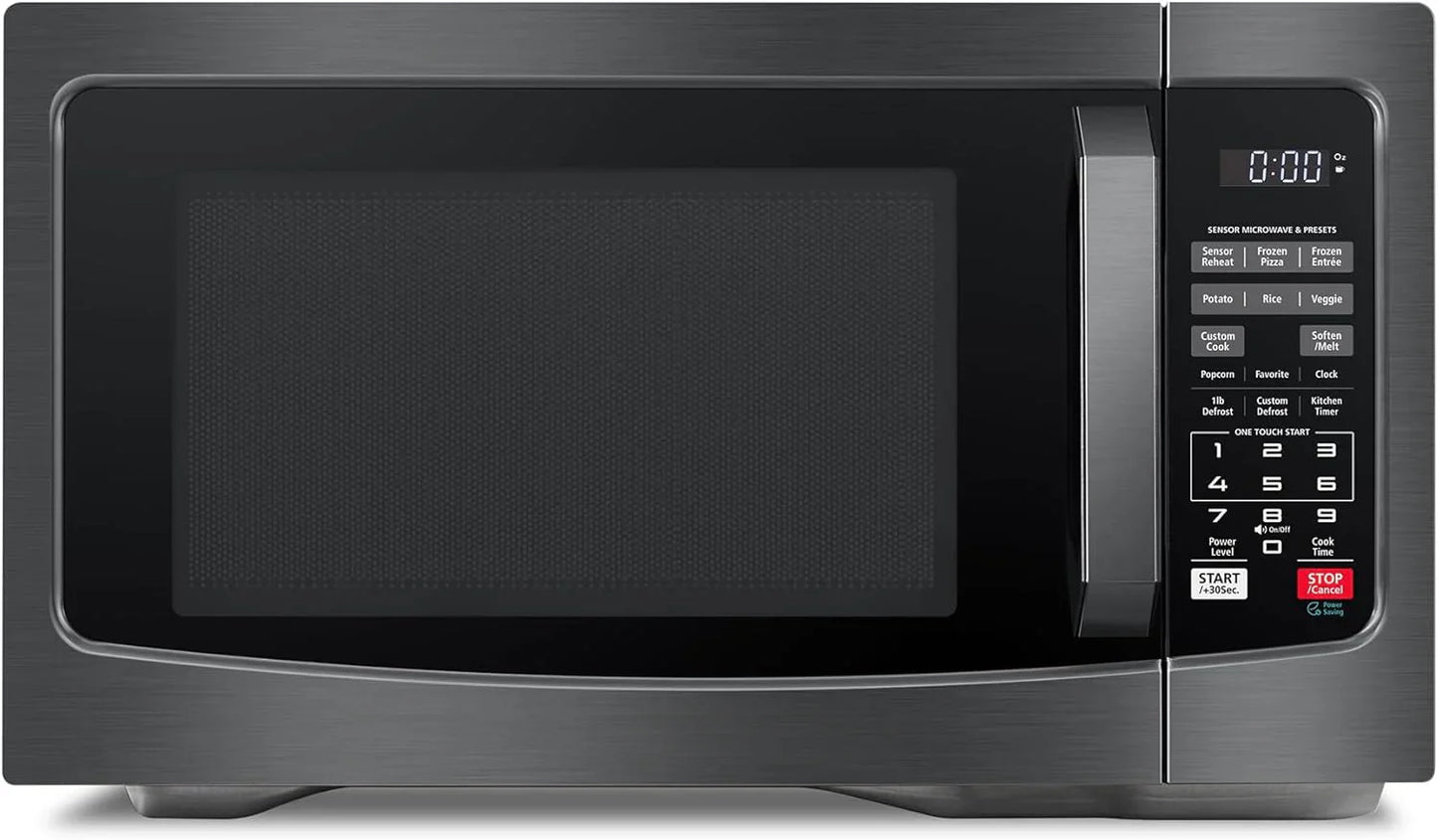 Air Fryer Combo 8-in-1 Countertop Microwave Oven, with Convection, Broil, Odor Removal Mode, 12.4" Position Memory Turntable, Child-Lock, 1.0 Cu.ft, Black Stainless Steel