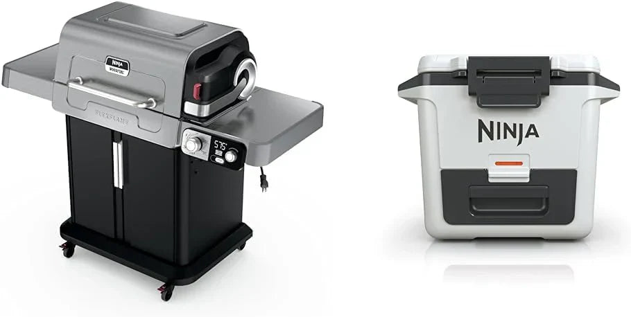 Ninja FlexFlame, Grill and Smoker, Electric and Propane Grill, Roaster, BBQ Grill, 5-in-1 Cooking System, 3 Burner, Digital Control, Outdoor Cooking, Griddle, Pizza Maker, Stainless Steel, PG301