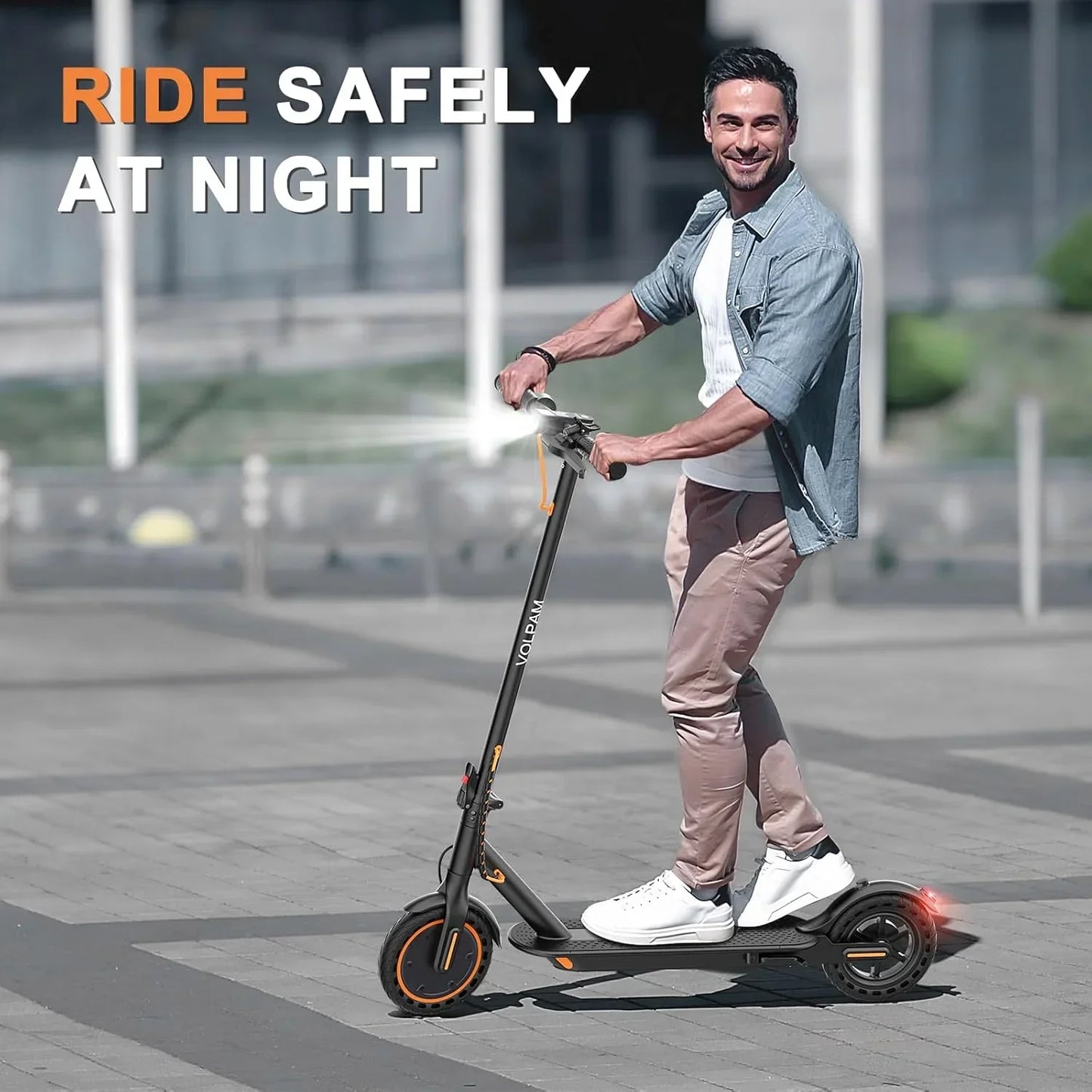 Electric Scooter, 350W/500W Powerful Motor, 8.5"/10" Solid Tires, 19/22Mph, 28/21/12 Miles Range,Dual Braking