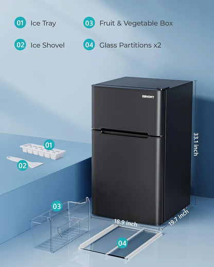 3.2 Cu.Ft Mini Fridge with Freezer �� 2-Door Compact Refrigerator for Bedroom, Dorm, Office or Apartment, Silver3.2 Cu.Ft Mini Fridge with Freezer �� 2-Door Compact Refrigerator for Bedroom, Dorm, Office or Apartment, Silver