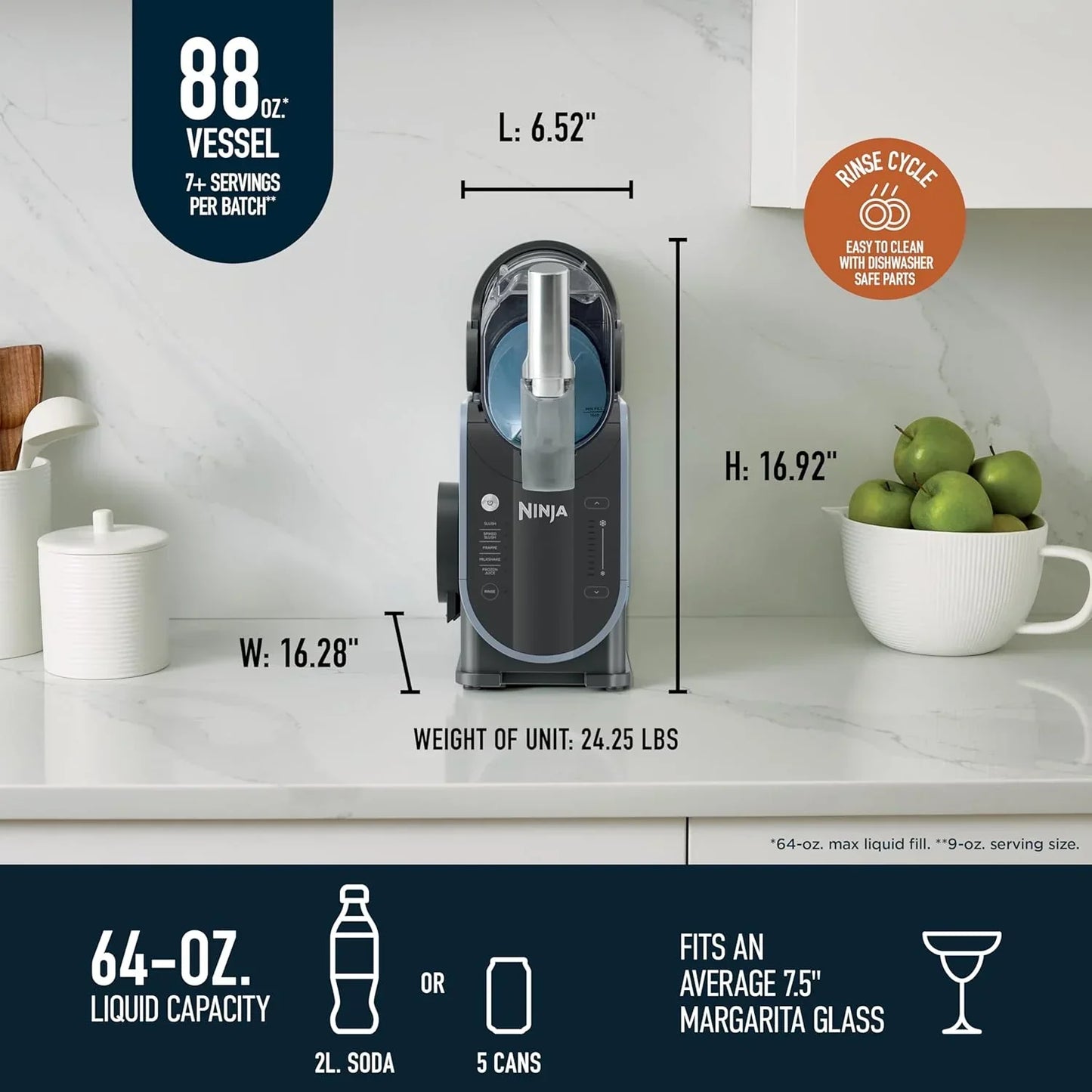 Ninja SLUSHi with RapidChill Technology, 88 oz. Frozen Drink & Slushie Machine, 5 Preset Programs, Margaritas, Frappés, and More