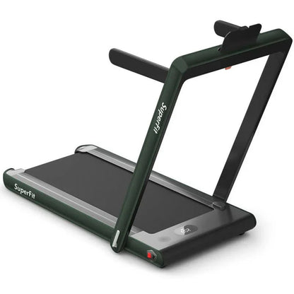 2 in 1 Folding Treadmill, 2.25HP Under Desk Electric Treadmill, Portable Walking Running Machine with Dual Display & Smart App Control