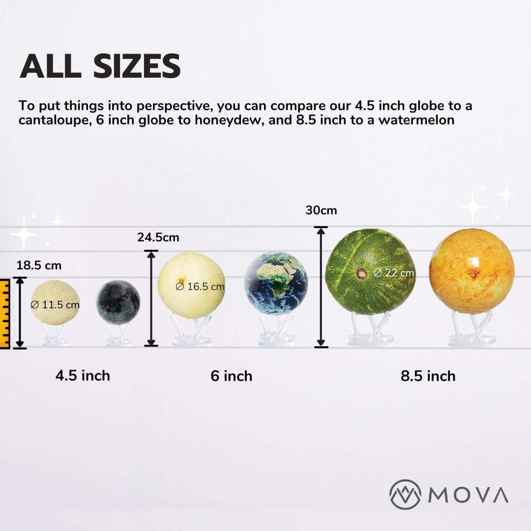MOVA 4.5" Self-Rotating Globe Earth with Clouds, Light Powered