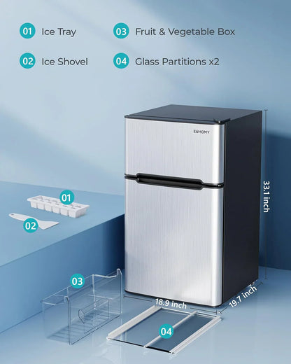 3.2 Cu.Ft Mini Fridge with Freezer �� 2-Door Compact Refrigerator for Bedroom, Dorm, Office or Apartment, Silver3.2 Cu.Ft Mini Fridge with Freezer �� 2-Door Compact Refrigerator for Bedroom, Dorm, Office or Apartment, Silver