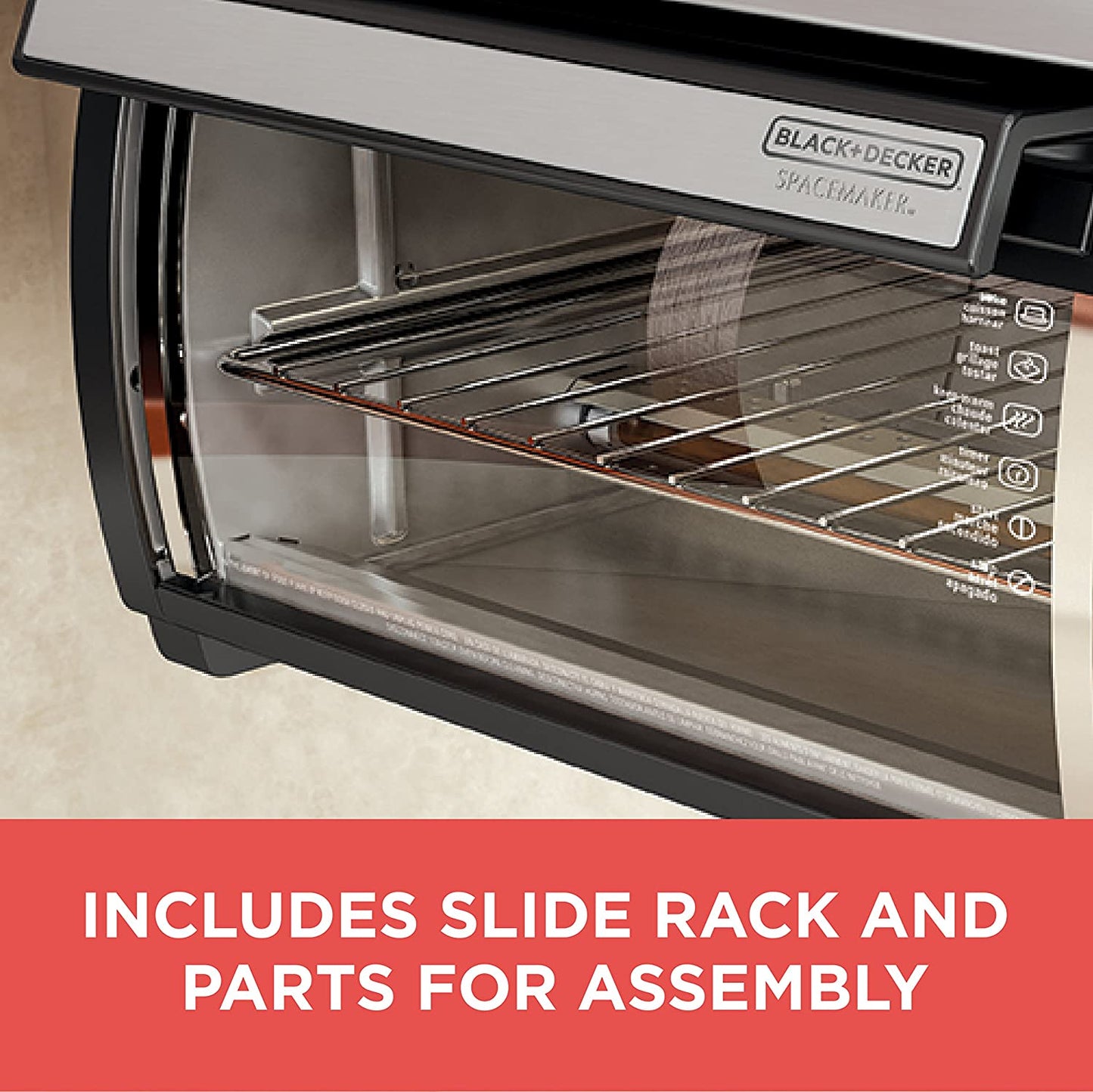 BLACK+DECKER SpaceMaker Under-Counter Toaster Oven, Digital Controls, Black/Stainless Steel, Fits 9锟芥�锟斤拷 Pizza, TROS1000D