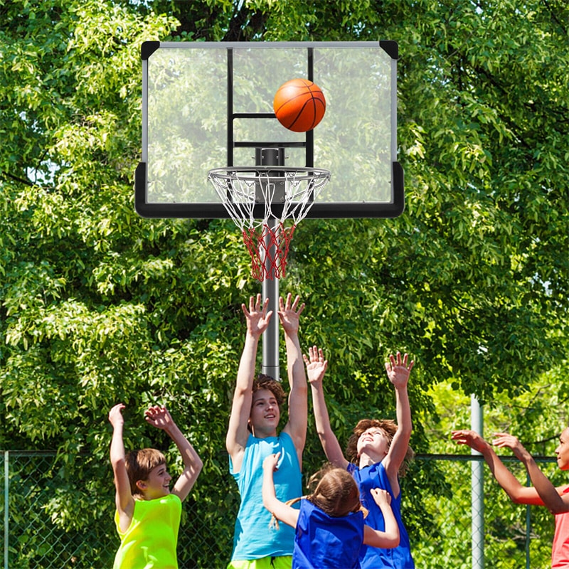 Portable Outdoor Basketball Hoop 64''-79'' Adjustable Poolside Basketball Goal System with 44" Backboard Wheeled Fillable Base