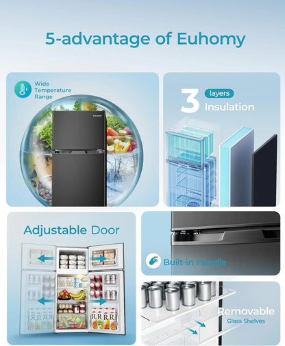 3.2 Cu.Ft Mini Fridge with Freezer �� 2-Door Compact Refrigerator for Bedroom, Dorm, Office or Apartment, Silver3.2 Cu.Ft Mini Fridge with Freezer �� 2-Door Compact Refrigerator for Bedroom, Dorm, Office or Apartment, Silver