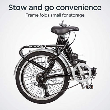 Schwinn Loop Adult Folding Bike for Men and Women, 20-inch Wheels, 7-Speed Drivetrain