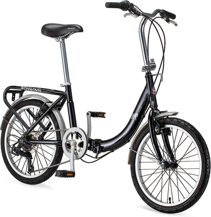 Schwinn Loop Adult Folding Bike for Men and Women, 20-inch Wheels, 7-Speed Drivetrain
