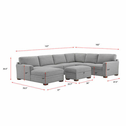 Thomasville Langdon Fabric Sectional with Storage Ottoman